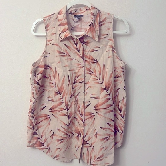 Ann Taylor Factory Pink Button Down Shirt with Notched Collar - Picture 1 of 9
